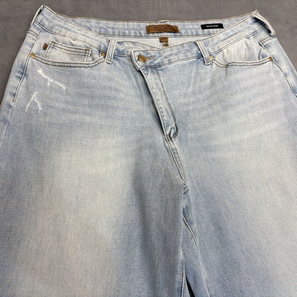 Judy Blue Size 20W Retro Wide Leg Jeans Light Wash High Rise Stretch Denim Boho - Picture 3 of 11